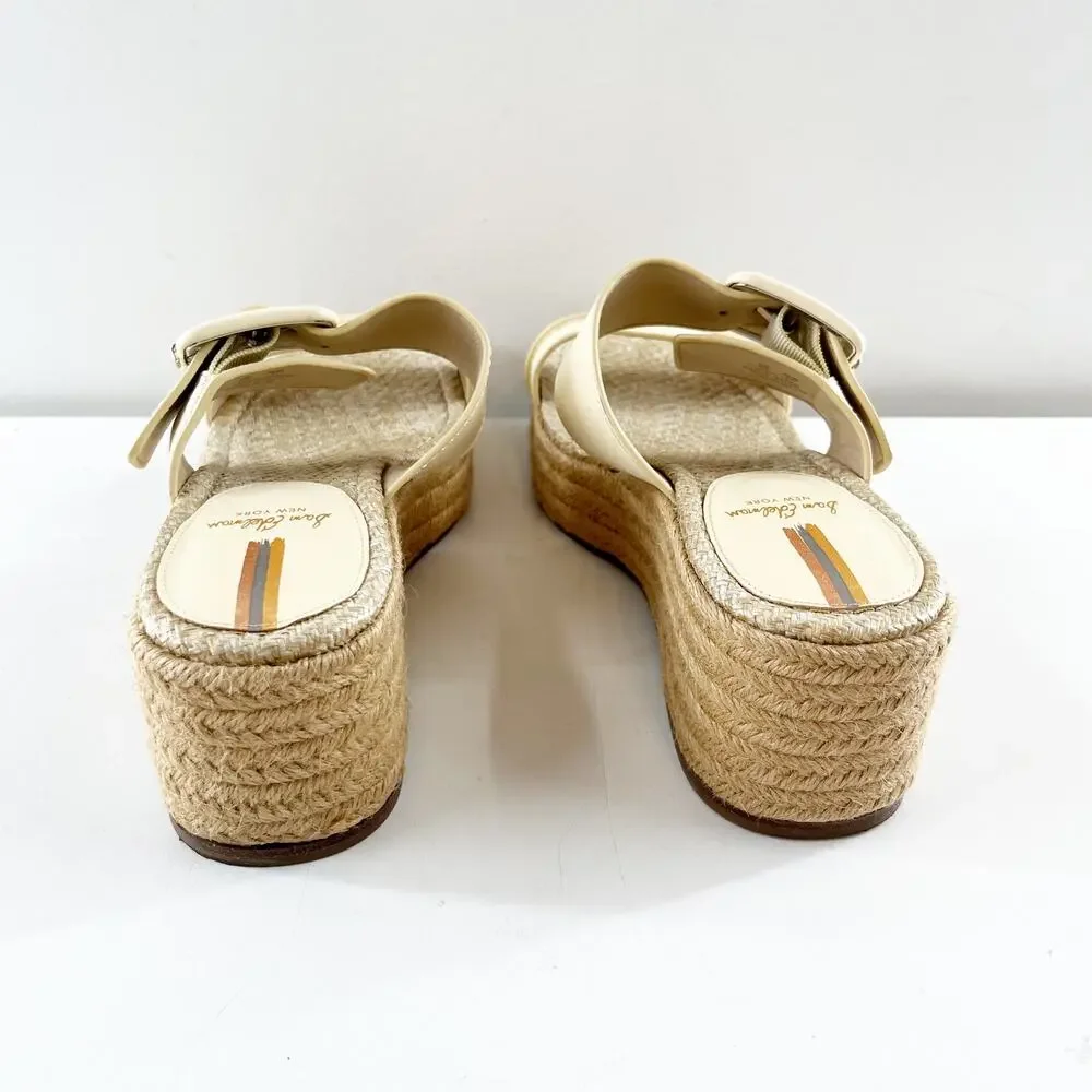 Sam Edelman Carson Platform Wedge Espadrille Sandals Cream 7